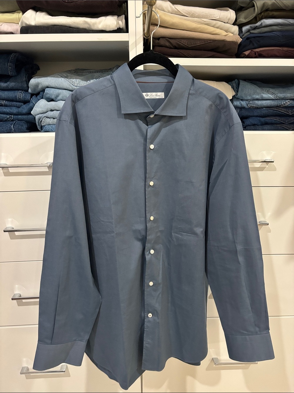 Loro Piana Slate Blue Long-Sleeve Dress Shirt